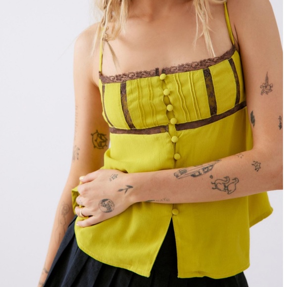 Urban outfitters Louise green adjustable spaghetti strap lace cami w/ tie back - Picture 10 of 10